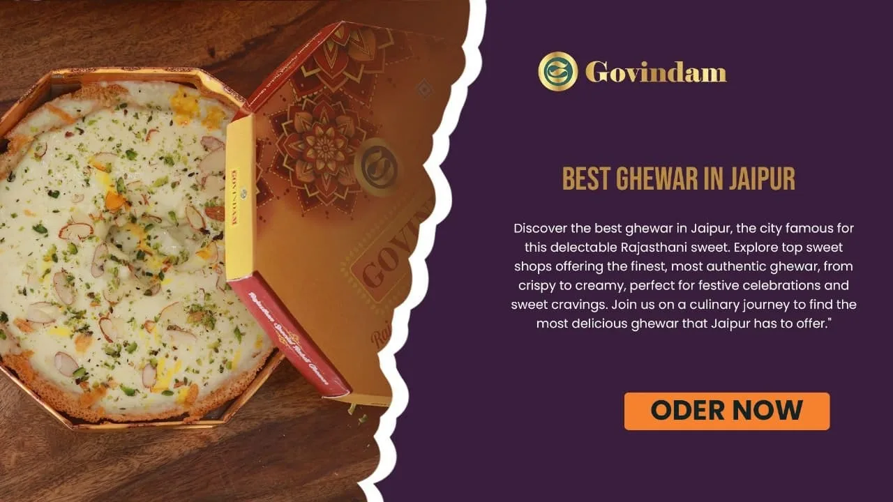 Traditional Ghewar Recipe: Authentic Rajasthani Delight 1 Best ghevar in Jaipur, famous ghevar in Jaipur, best ghevar in Rajasthan, authentic Jaipur ghevar, Govindam Sweets