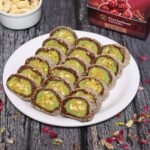 Premium fig-cashew cake with glossy texture showcasing rich dried fruit pieces