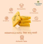 Close-up of diamond-shaped Kesar Katli with a golden saffron hue