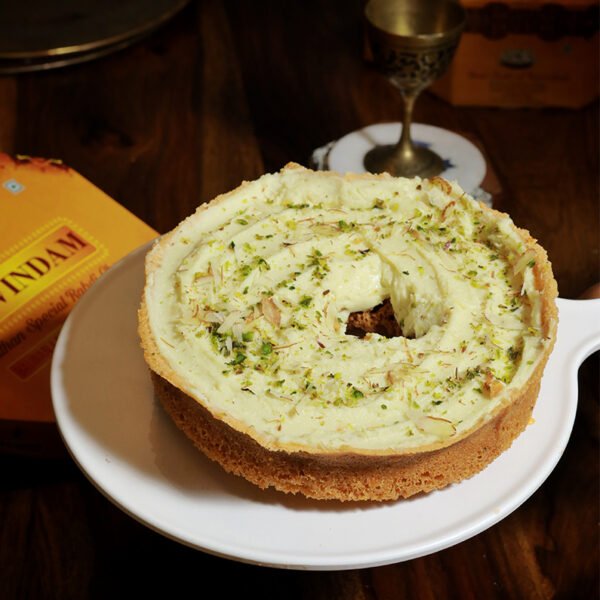 Malai Ghewar packed in a festive box from Govindam Sweets