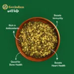 Premium green moong beans during careful roasting process