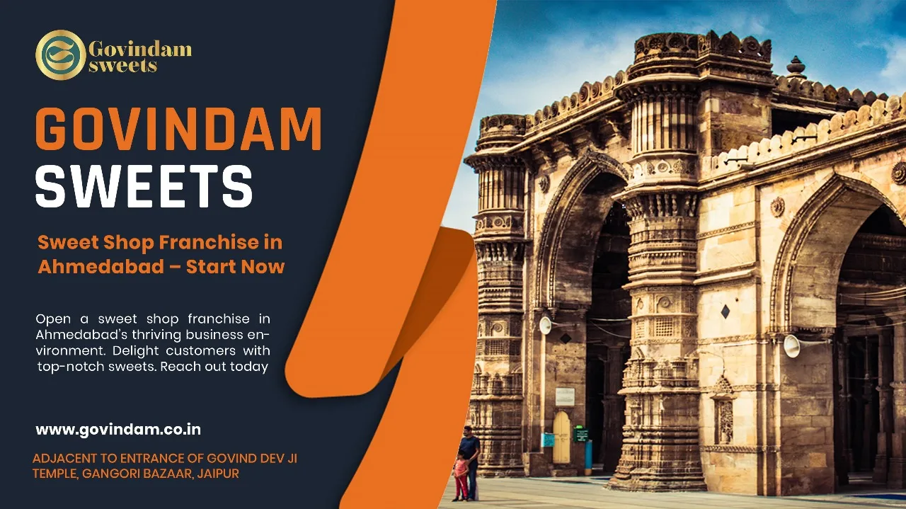 Sweet Shop Ahmedabad Guide: Premium Franchise Manual 2024 1 Modern mithai franchise Ahmedabad showing professional displays and setup standards