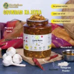 Garlic pickle complementing traditional Indian thali