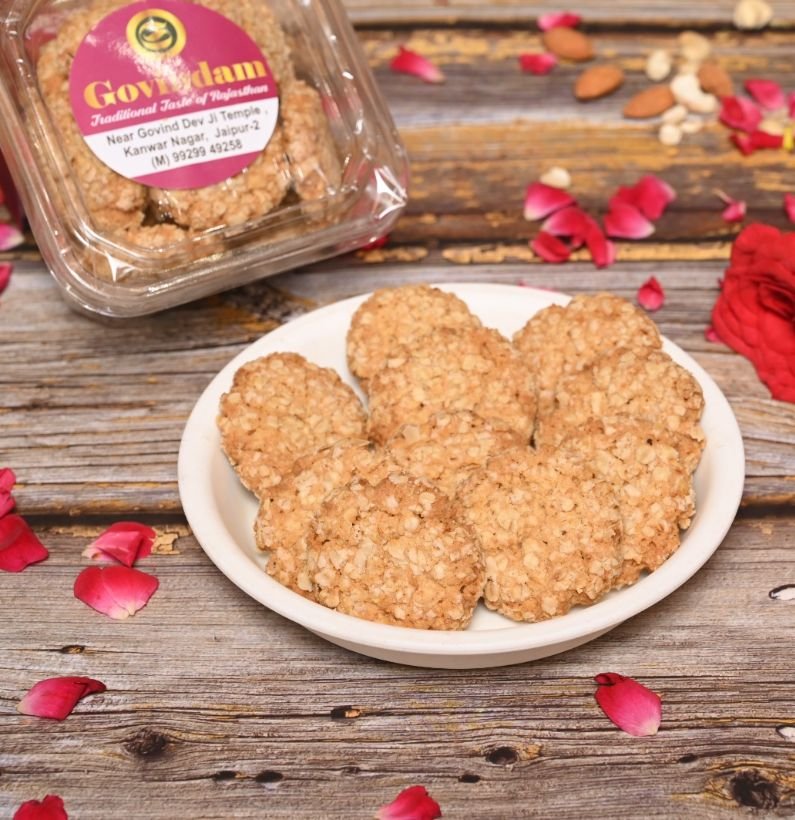 Close-up of Millets Pearl Cookies with crisp edges and grainy texture