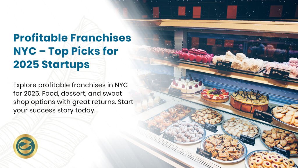 Successful franchise owner proudly standing in front of their thriving New York City business with customers enjoying services