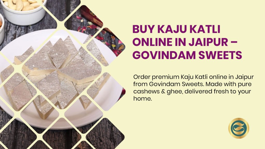 Fresh Kaju Katli with silver varq made with premium cashews for online delivery in Jaipur