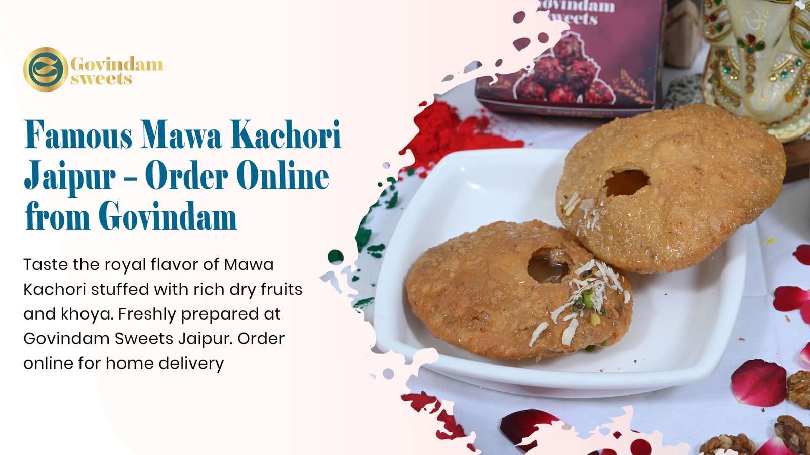 Traditional Mawa Kachori sweet from Jaipur with khoya filling and crisp outer layer