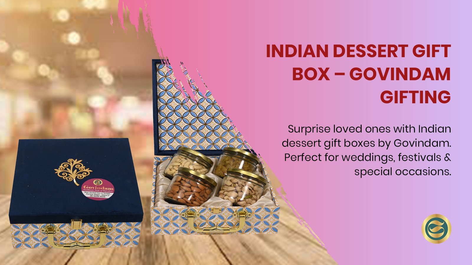 Luxury Indian dessert gift box featuring handcrafted traditional sweets in elegant packaging