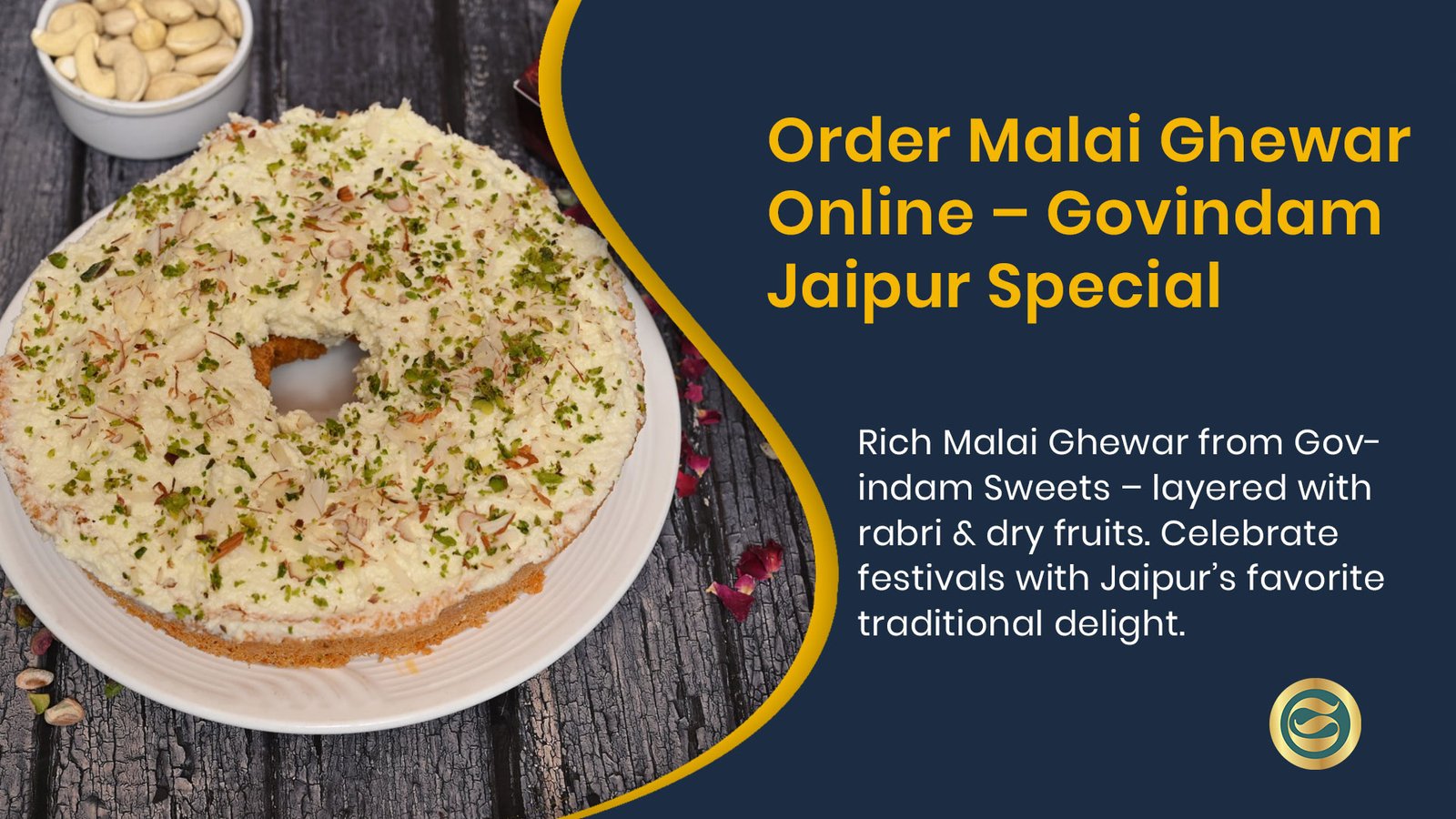 Traditional Rajasthani Malai Ghewar dessert from Govindam Sweets