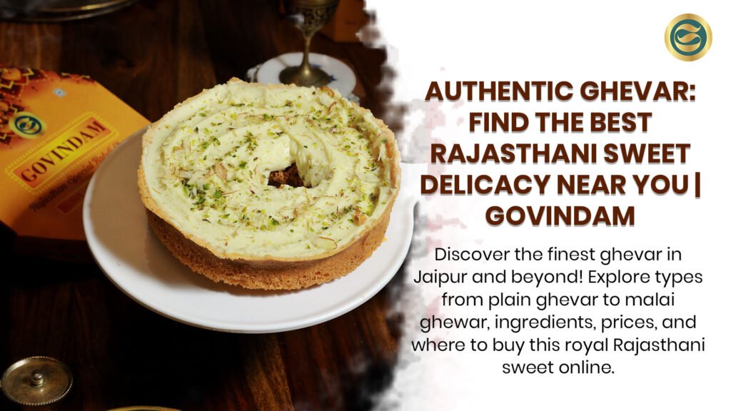 Traditional Malai Ghevar from Jaipur - honeycomb sweet topped with fresh cream and nuts