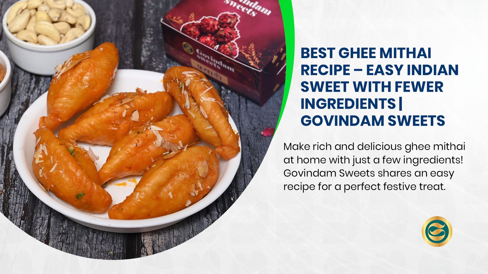 Best Ghee Mithai Recipe - Premium Easy Complete Guide 1 Ghee Mithai recipe showing golden diamond-cut pieces on silver plate with ghee and sugar visible