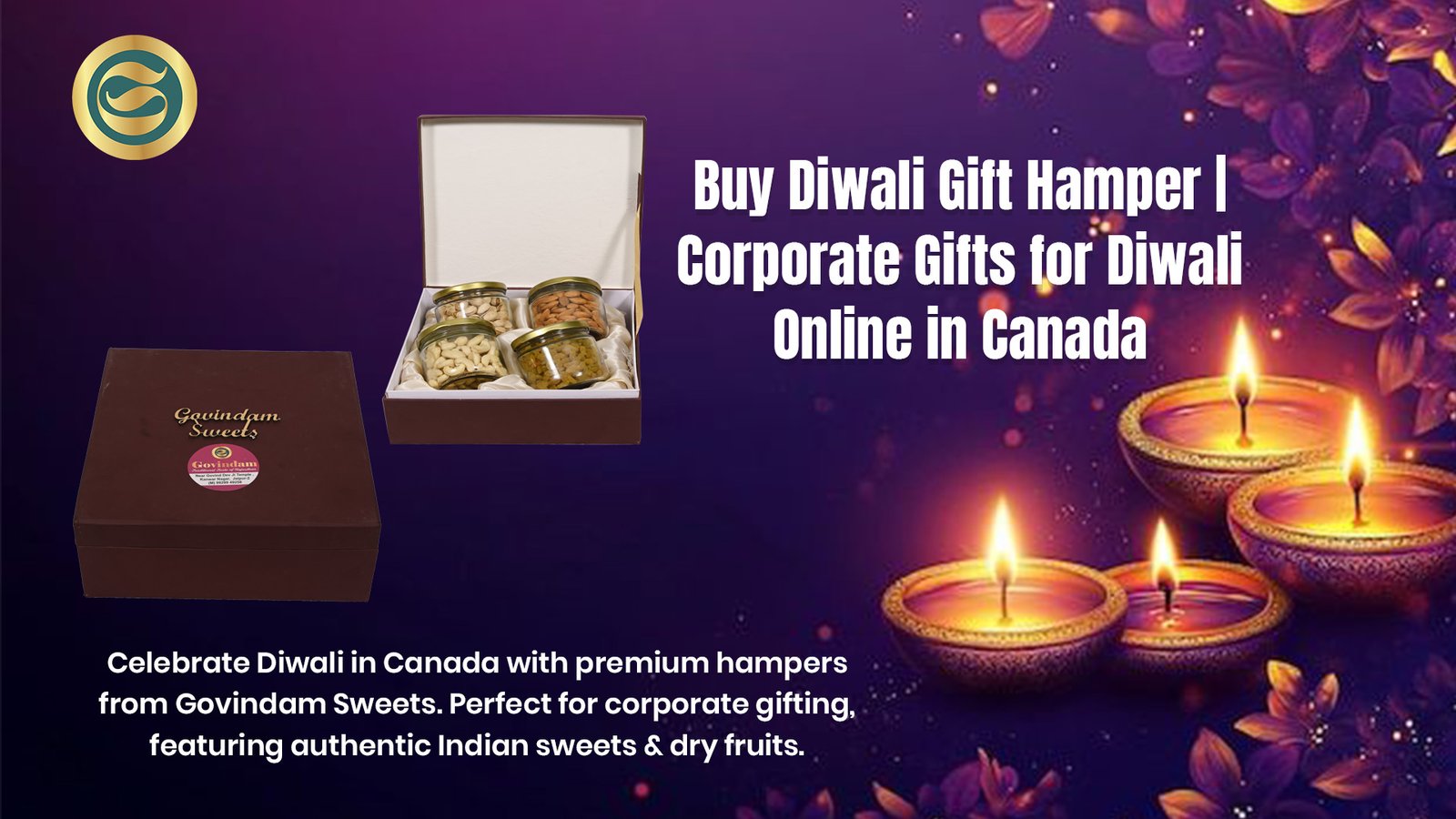 Buy Diwali Gift Hamper Corporate Gifts for Diwali Online Canada 1 Premium Diwali gift hamper Canada authentic Indian sweets dry fruits corporate gifts