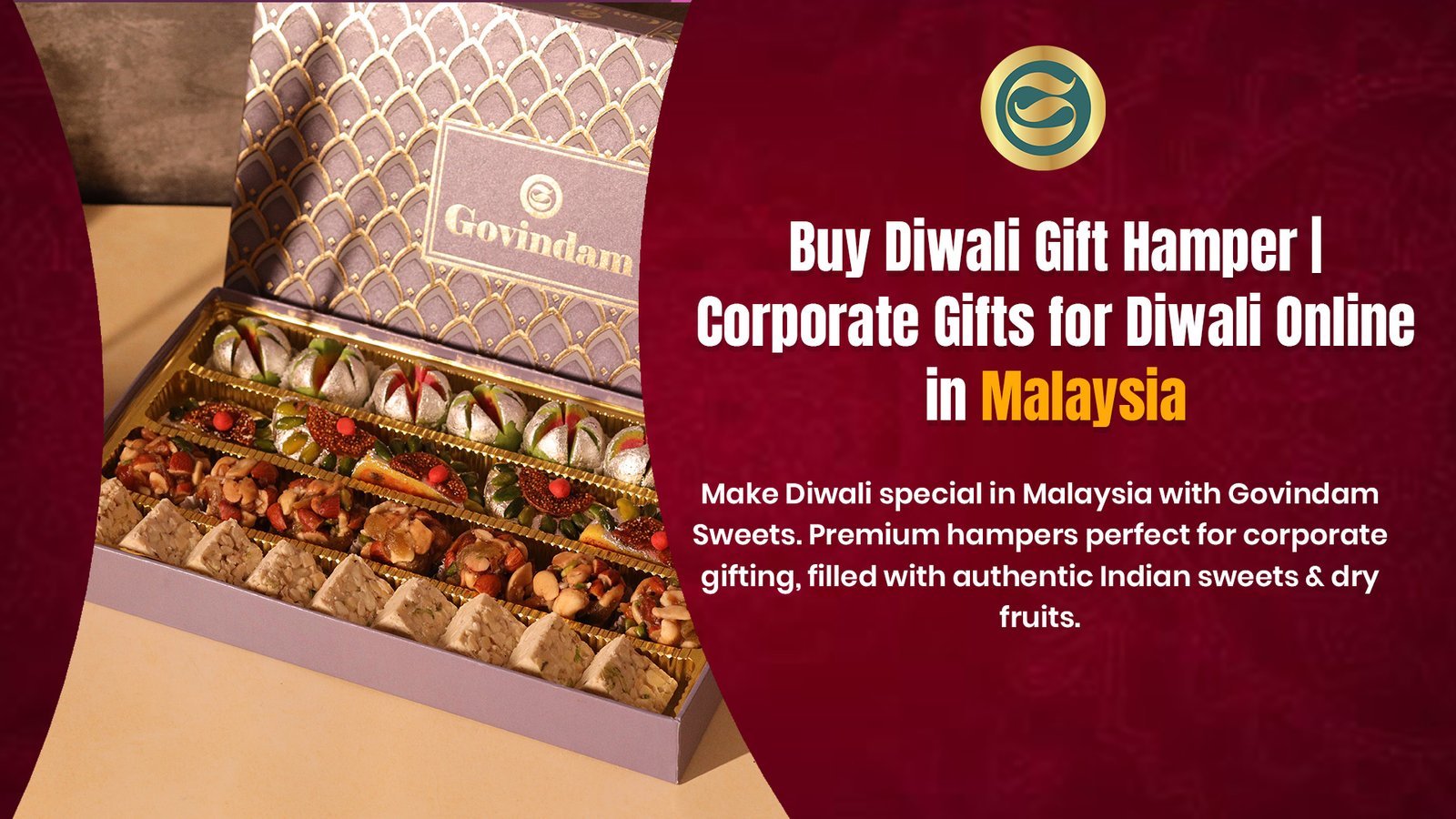 Buy Diwali Gift Hamper Corporate Gifts for Diwali Online Malaysia 1 Premium Diwali gift hamper Malaysia authentic Indian sweets dry fruits corporate gifts