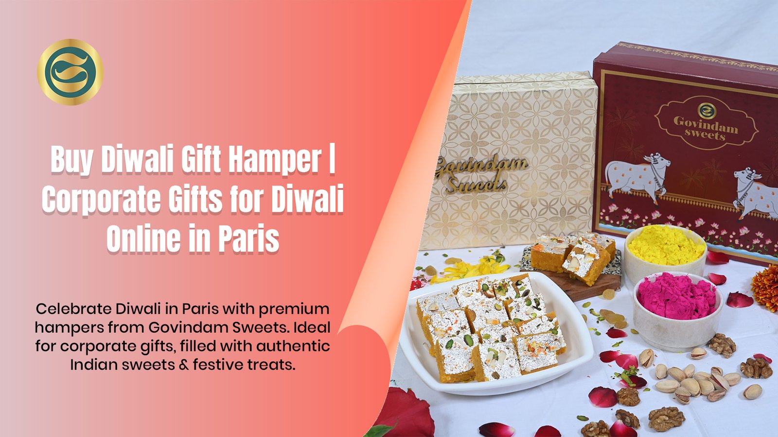 Buy Diwali Gift Hamper Corporate Gifts for Diwali Online Paris 1 Premium Diwali gift hamper Paris authentic Indian sweets dry fruits corporate gifts