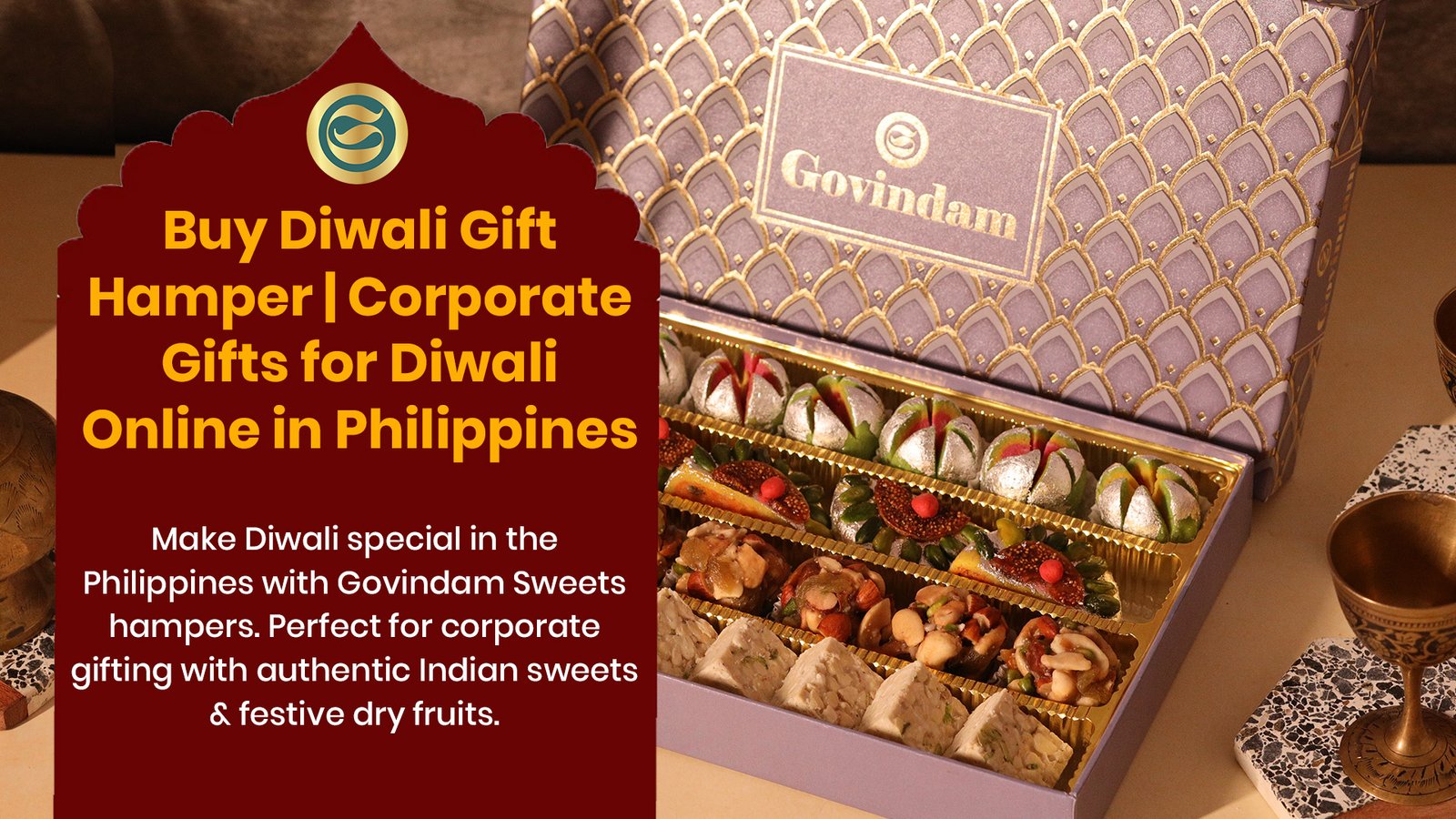 Buy Diwali Gift Hamper Corporate Gifts Diwali Online Philippines 1 Premium Diwali gift hamper Philippines authentic Indian sweets dry fruits corporate