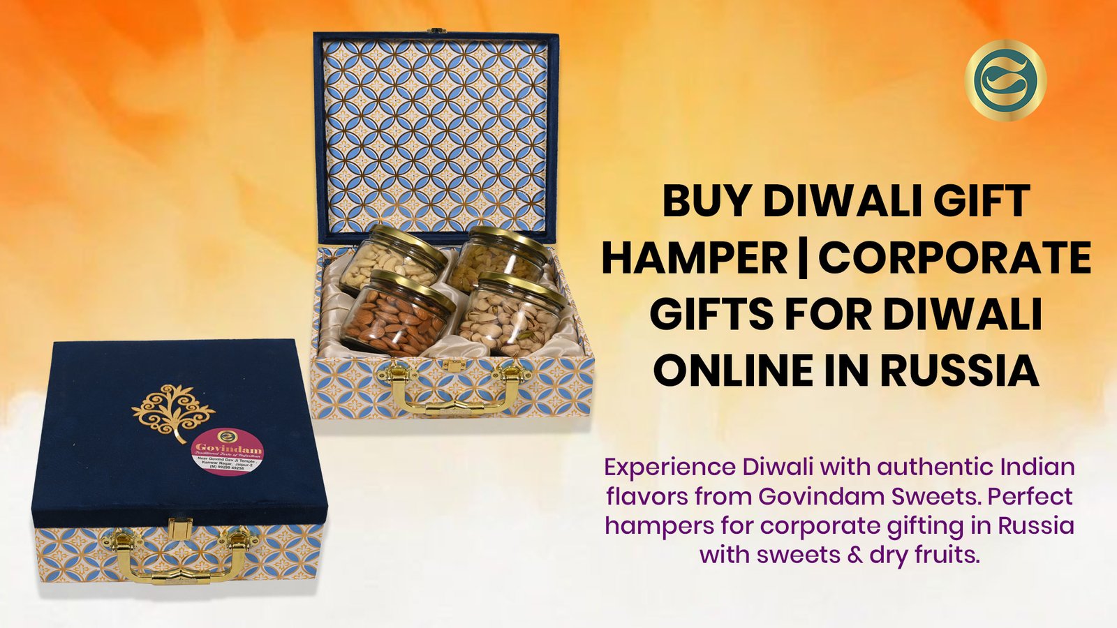 Buy Diwali Gift Hamper Corporate Gifts for Diwali Online Russia 1 Premium Diwali gift hamper Russia authentic Indian sweets dry fruits corporate gifts