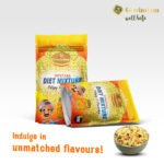 Diet Chivda Mixture nutritional comparison chart showing 40 percent fewer calories versus regular chivda benefits