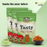 Tasty Namkeen extreme close-up highlighting extra crunchy textures of sev peanuts dal promising satisfying bite