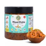 Mix Veg Pickle B2B wholesale ingredients showing seven fresh vegetables cauliflower carrot turnip mango manufacturing
