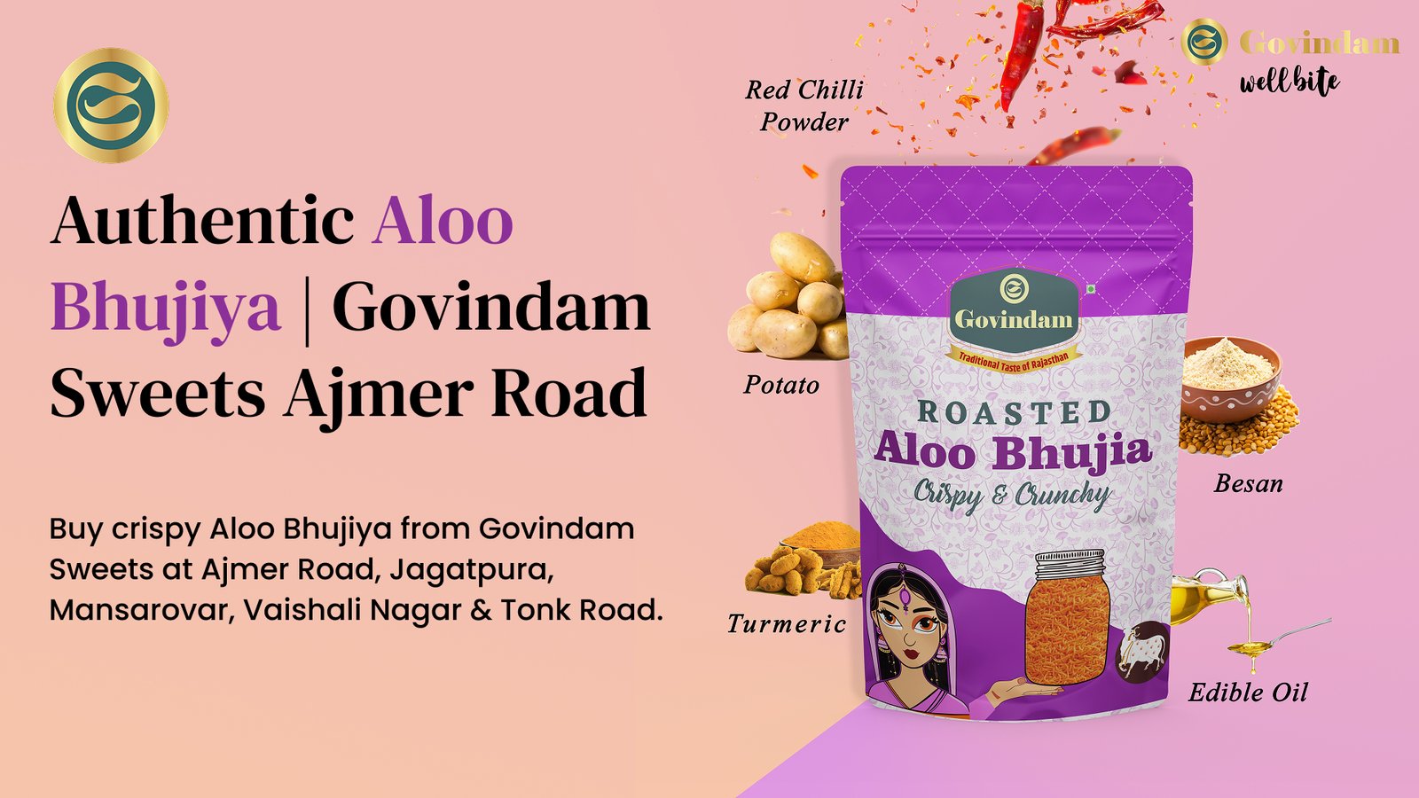 Aloo Bhujiya crispy authentic fresh Ajmer Road Mansarovar Jaipur Govindam