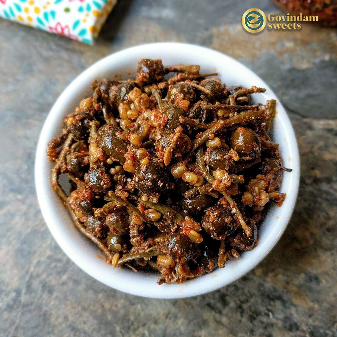 Ker-Sangri-Pickle-B2B-Wholesale-Premium-Desert-Gold-Jaipur Ker Sangri Pickle B2B wholesale manufacturer Govindam Sweets showing premium desert gold ker beans sangri pods