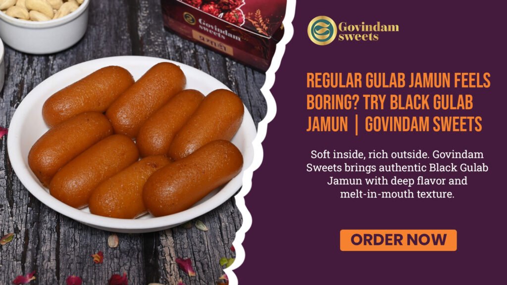 Black Gulab Jamun dark rich kala jamun soft texture Govindam Sweets