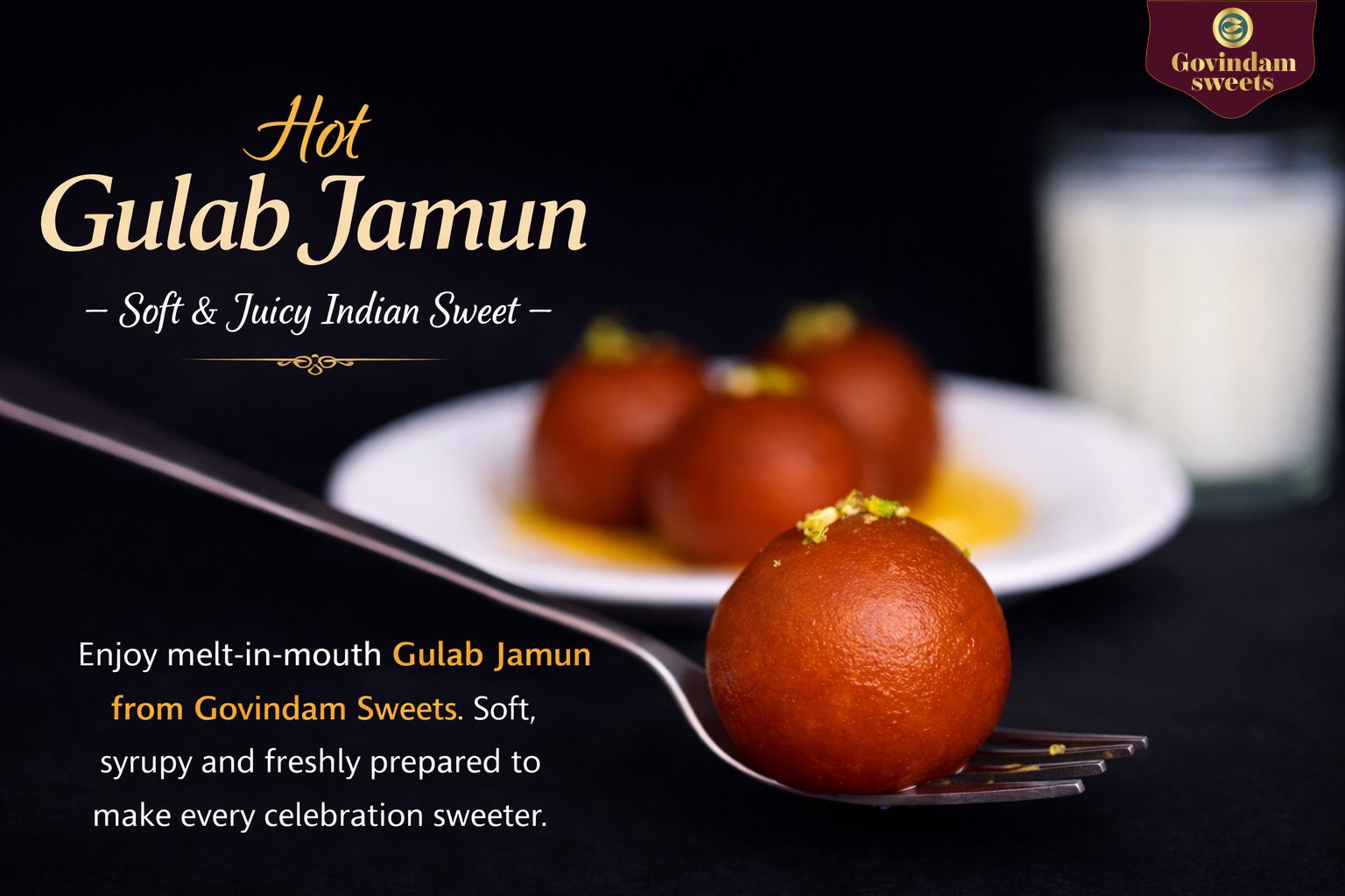 Soft Gulab Jamun made with pure khoya rose cardamom syrup Govindam Sweets Gangori Bazaar Jaipur