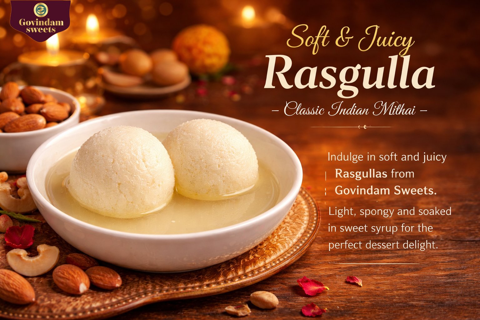 Soft juicy Rasgulla made with pure fresh chhena Govindam Sweets Gangori Bazaar Pink City Jaipur